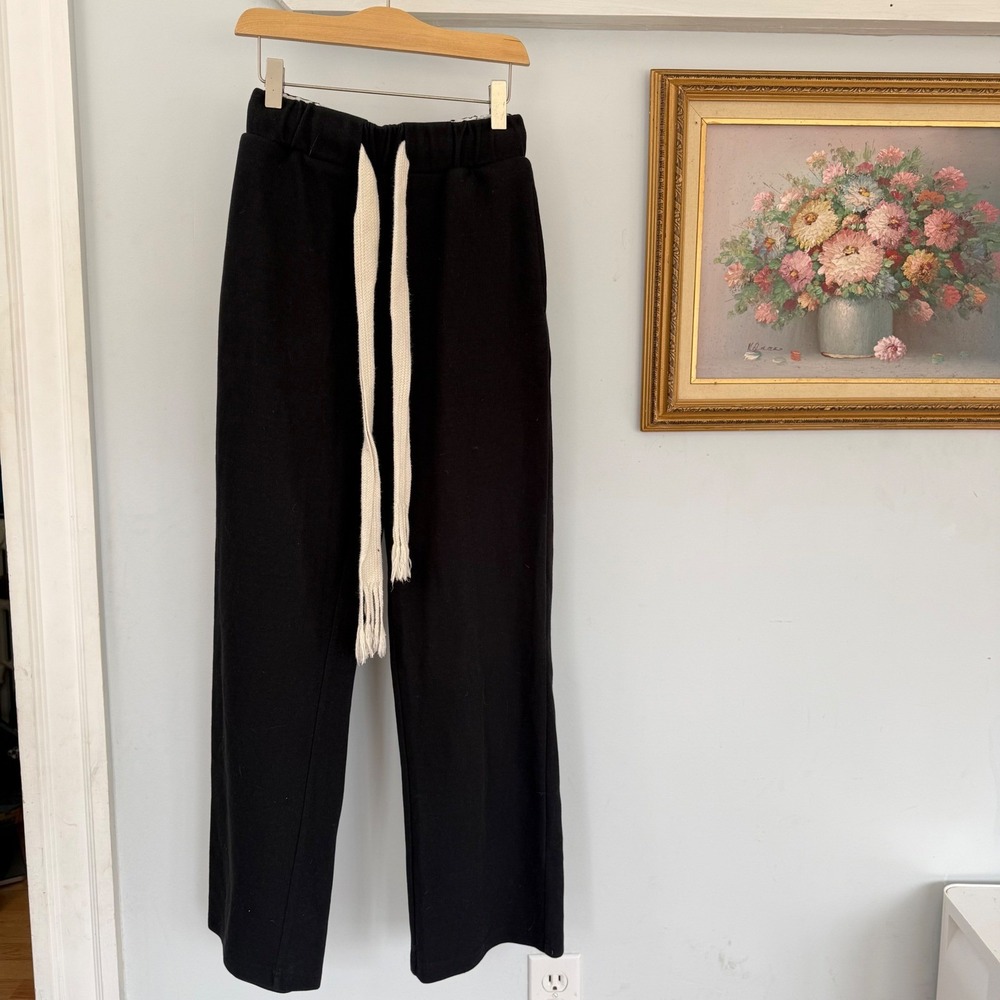 Loewe Black Anagram Embroidered Sweatpants Straight Leg Drawstring Size S